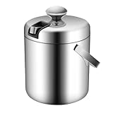 Premium Eiswürfelbehälter mit Deckel - Edelstahl Eiskübel 1,3L Doppelwandig Isoliert, inkl Sieb &...