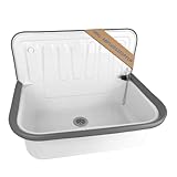kör4u Ausgussbecken weiß 50cm, aus robustem Stahl für Keller, Waschküche, Garten, Spülbecken,...