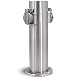 Garten Energiesäule für außen mit 2 Steckdosen für 230V - Steckdosensäule rund in Edelstahl...