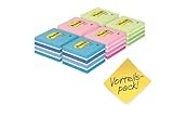 Post-it 2028X6 Haftnotiz Würfel, 76 x 76 mm, 70 g/qm, 2 x pastellblau/pastellgrün/pastellpink,...