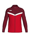 JAKO ICONIC Unisex Polyesterjacke Gr. 152 Rot/Weinrot - Atmungsaktive Kinder Trainingsjacke Jungen...