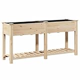 Hochbeet aus Holz mit Ablage, Garten Pflanzer Pflanzkasten Pflanztrog Blumenkübel Kräuterbeet...