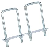 QWORK® 2 Stück Zurrbügel U-Bügel M10 aus Verzinktem Stahl - 60x150mm - mit Gegenplatte & M10...