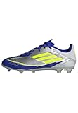 adidas Unisex F50 League Football Boots FG/MG, Silver Metallic/Solar Yellow/Lucid Blue, 40 2/3 EU