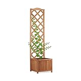 Relaxdays Rankkasten Holz, Garten Pflanzkübel m. Rankgitter, 25 L Pflanzkasten, 150 cm Rankhilfe...