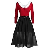 Generisch Weihnachtskleid Damen Elegant Weihnachten Kleid Frauen Business Hohe Taille Christmas...