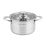 FLORINA Edelstahl Topf 2,5 l 18 cm Durchmesser I Energiesparender Kochtopf FALCON I Topf mit...