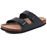 Comwarm Damen Kork Fußbett Pantoletten Sandale, Bequeme Sommer Strand Slide mit Verstellbarer...