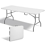 TEENO Klapptisch 180x74x74 cm,6 oder 8 Personen,mit Sicherheitsverschluss, Tragegriff, Weißer...