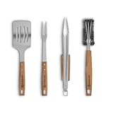 BURNHARD Grillbesteck-Set 4-TLG. 42 cm, Akazienholz Edelstahl, Grillzubehör mit Grillzange,...