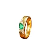 Whoiy Gelbgold Ringe für Damen 585 Echt, Verlobungsringe mit 0.5ct Kreierter Smaragd Eheringe 14...