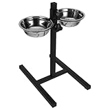 Alasum Höhenverstellbarer Hundenapf Edelstahl Futterstation mit Näpfen für Wasser und Futter...