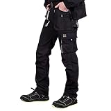 REIS Men's FORECO-T_BJS Work Utility Pants, Schwarz-Hellgrau, 46