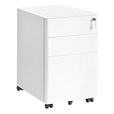 SONGMICS Schubladenschrank, Rollcontainer mit 3 Schubladen, abschließbarer Aktenschrank,...