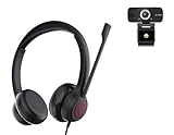 TruVoice Voicepro 80 Premium Headset und Webcam-Bundle (inklusive Doppel-Ohr-USB-Headset und...