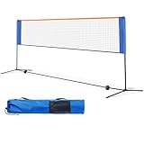 Badmintonnetz, faltbares Nylonnetz, höhenverstellbarer 90 bis 160 cm und Tragetasche, für...