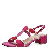 MARCO TOZZI Damen Sandalen mit Absatz mit Verstellbarem Riemen Vegan, Rosa (Pink Comb), 41 EU