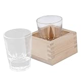 VALICLUD Japanischer Stil Sake Glasbecher mit Holzbox Hitzebeständig Transparent Langlebig für...