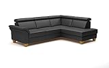 CAVADORE Leder-Ecksofa Ammerland mit Ottomane / Landhaus-Sofa mit Federkern + Kopfteilverstellung /...