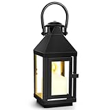 Laterne Schwarz Metall Kerzenlaterne 22cm Metall Laternen für draußen, Garten Outdoor Windlichter...