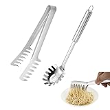 JOYOLA 2 Stück Edelstahl Pasta Löffel, Spaghetti Server Set Spaghetti Löffel Tongs Edelstahl...