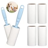 TNOMSNO Fusselrolle, Fusselrolle Tierhaare mit 2 Abroller und 6 Rollen, Fusselrolle Kleidung,...