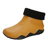 Weite Passform Gummistiefel für Damen, leicht, Winter, warm, mit Fell gefüttert, Regenstiefel,...
