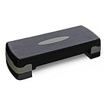 Amazon Basics Aerobic Steppbrett, Verstellbarer Workout Stepper für Zuhause, 68.58cm, Schwarz/Grau