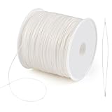 Gewachste Schnur, 0,5mm x 106m Gewachster Faden, Wachsschnur mit Perlennadel, Polyesterschnur...