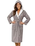 Morgenstern Bademantel Damen mit Kapuze 100% Baumwolle Frottee OEKO-TEX® Morgenmantel Leonie Taupe...