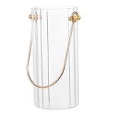 MAGICLULU Klares Glasvase mit Griff Moderne Dekorative Blumenvase für Trockenblumen Stilvolle...
