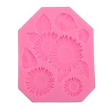 HPZIHUIT Sonnenblumenblatt-Fondantform, weiches, antihaftbeschichtetes Silikon, Pralinenform für...