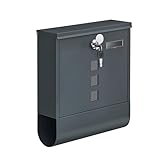 SONGMICS Wandbriefkasten, mit Schloss mit Drehdeckel, Sichtfenster, Namensschild, Zeitungsfach,...