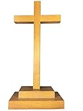 Motivationsgeschenke Stehkreuz, Gebetskreuz | hellbraunes Eichenholz in 29cm | Tischkreuz,...