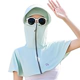 WUODHTW Sonnenhut für Damen, mit Nackenklappe, Gesichtsabdeckung, Sturmhaube, UV-Schutz, breite...