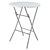 VOSS.garden Stehtisch Rund Ø80x105cm Weiß HDPE Kunststoff mit Stahlrahmen Klapptisch Bartisch...