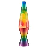 LAVA® - Lampe Regenbogen 2513, handbemalte dreifarbige Form, weißes Wachs, klare Flüssigkeit,...