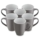 for friends 6 Stück Kaffeebecher 300ml aus hochwertigem Steinzeug, Kaffeetasse in grau,...