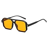 YAMEIZE Retro Sonnenbrille für Damen Herren Vintage 70er Jahre Rechteckige Sonnenbrille Doppel...