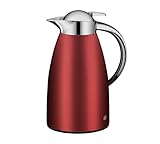 alfi SIGNO 1.0l, satin rot, Edelstahl-Isolierkanne mit hygienischem Hartglaseinsatz, Drehverschluss...