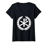 Damen Spätrömisches Reich Imperial Chi Rho T-Shirt mit V-Ausschnitt