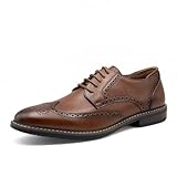 Finishing & Sewing Herren Brogue Oxford Schnürschuhe, Braunes Leder, Klassischer Wingtip-Design...
