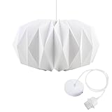 OMIGA Papierlampenschirm Origami Mit Lampenaufhängung Weiß Baldachin Lampe und Kabel für Design...
