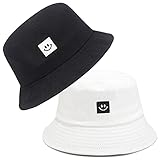 beifon 2 Stück Fischerhüte Bucket Hat Unisex Sonnenhut Baumwolle Buckethut Faltbar Fischerhut...