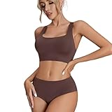 DARBCGH 2-teiliges nahtloses Dessous-Set for Damen – Racerback-BH und hoch taillierte...