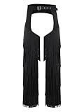 MSemis Herren Western Cowboy Offene Schritt Hose mit Fransen Pants Quaste und verstellbaren...