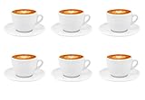 Luxpresso Cappuccinotassen weiß aus Porzellan, im italienischen Design, 6 Stück im Set