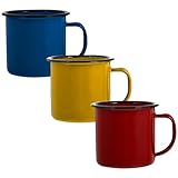 KJHBV 3 Stück Emaille Becher Emaille Kaffeetasse Emaille Weinbecher Kleine Kinderbecher Büro...