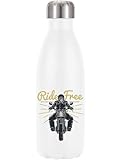 Ride Free Motorrad Werkstatt Vakuumisolierte Thermo-Trinkflasche Weiß