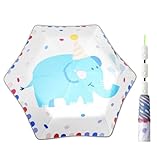 flaxarne Kinder-Regenschirm – Polyester – Elefanten-Druck – UV-Schutz – kompaktes Design –...